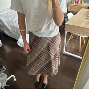 Croft & Barrow A-Line Plaid Skirt - Brown and Cream